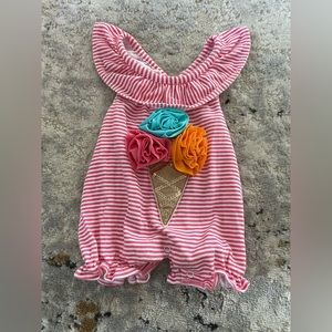 Mud Pie Baby Girl Ice Cream Romper One Piece Jumpsuit 3-6 Months